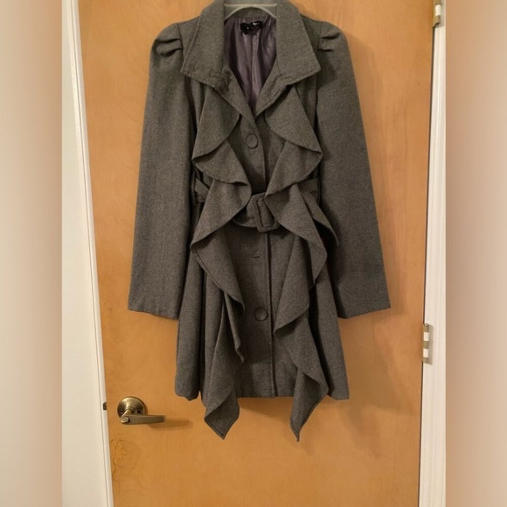 Ryu Belted Ruffled Coat with pleats